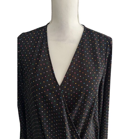 ANDREE BY UNIT Mulitcolor Polka Dot Long Sleeve Blouse Top Size Small - Picture 2 of 7